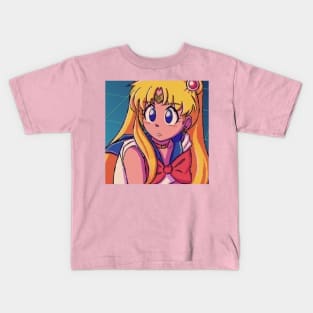 Cute magical anime girl vaporwave aesthetic Kids T-Shirt